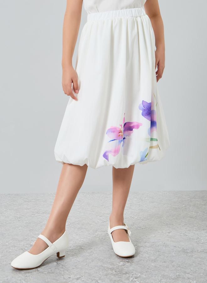 ستايلي طقم من بلوزة وتنورة بطبعة زهور للبنات - Image 4